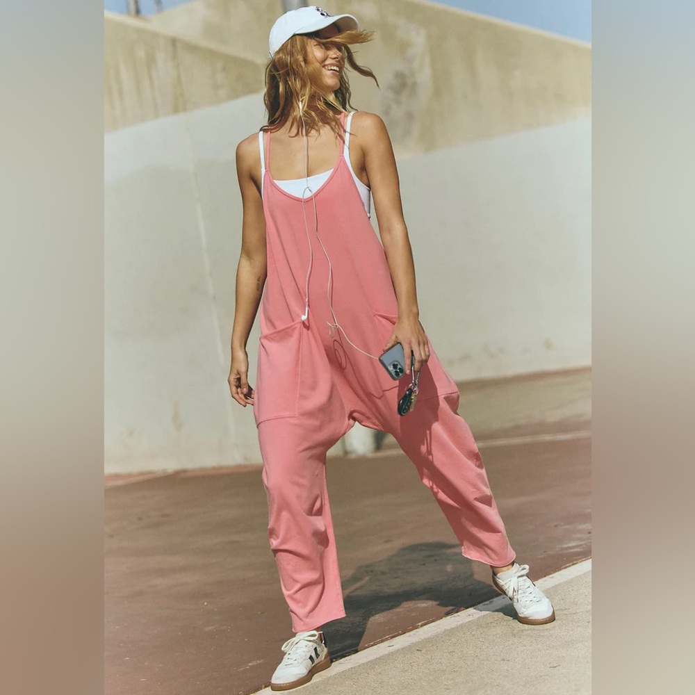 Free People MOVEMENT Hot Shot Onesie Hibiscus Pink NWT